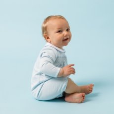 画像1: ハンドスモッキング・アムール・ブルージャージー（女の子用)_80cm (1)