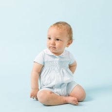 画像1: ハンドスモッキング・アムール・ブルージャージー(男の子用)_80cm (1)