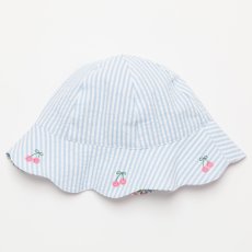 画像7: リバーシブル・チェリー刺繍・ブルーストライプ・ハット_Sサイズ (7)