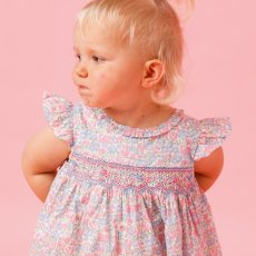 画像7: ブルーベルフローラルプリント・ハンドスモッキング・ワンピース_5〜6歳(108-114cm) (7)