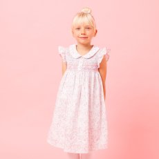 画像1: ワイルドフラワープリント・ハンドスモッキング・ワンピース_6〜12ヶ月(80-85cm) (1)