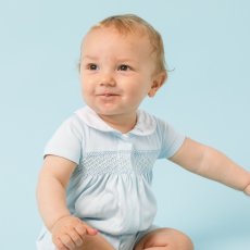 画像2: ハンドスモッキング・アムール・ブルージャージー(男の子用)_80cm (2)