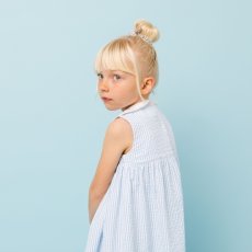 画像9: チェリー刺繍・ブルーシアサッカー・ハンドスモッキング・ワンピース_1〜2歳(85-92cm) (9)