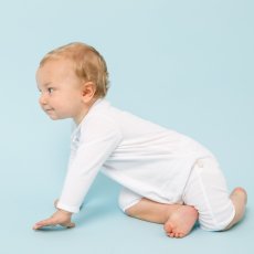 画像5: ハンドスモッキング・アムール・ホワイトジャージー（女の子用）_70cm (5)