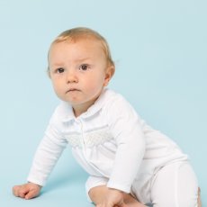 画像2: ハンドスモッキング・アムール・ホワイトジャージー（女の子用）_70cm (2)