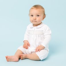 画像4: ハンドスモッキング・アムール・ホワイトジャージー（女の子用）_70cm (4)