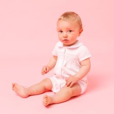 画像1: ハンドスモッキング・アムール・ピンクジャージー(男の子用)_80cm (1)