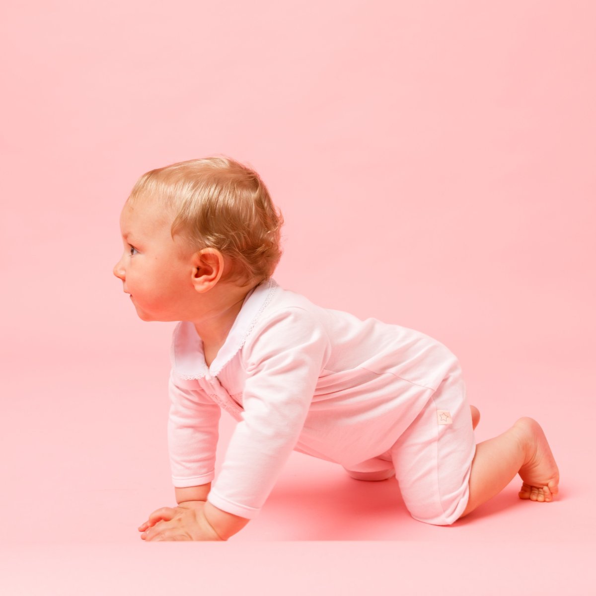 画像5: ハンドスモッキング・アムール・ピンクジャージー（女の子用）_70cm (5)