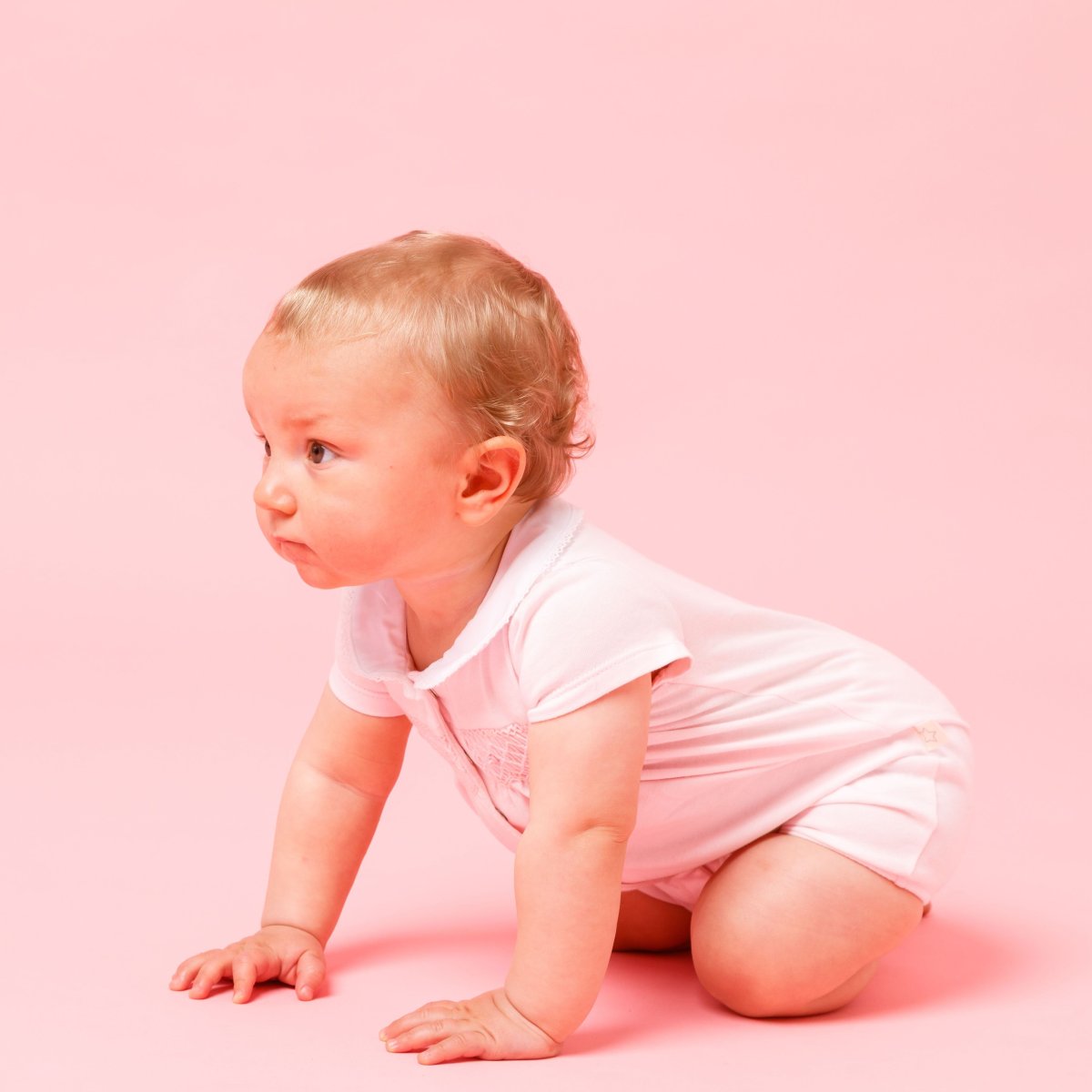 画像4: ハンドスモッキング・アムール・ピンクジャージー(男の子用)_80cm (4)