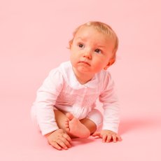 画像3: ハンドスモッキング・アムール・ピンクジャージー（女の子用）_70cm (3)