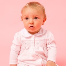 画像1: ハンドスモッキング・アムール・ピンクジャージー（女の子用）_70cm (1)