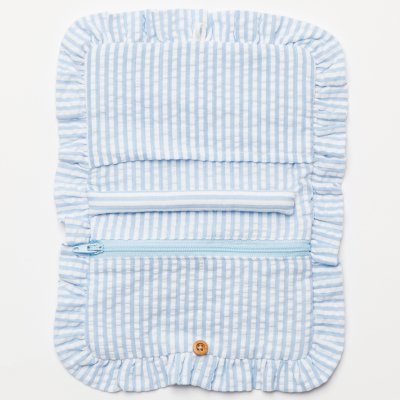 画像1: ブルーストライプ・ジュエリーポーチ