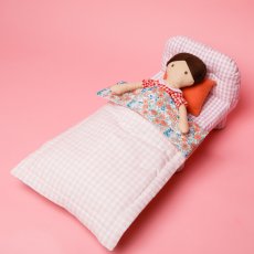 画像1: ピンクチェック編み・ドールベッド (1)