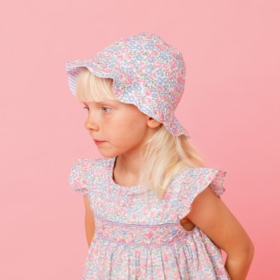 画像3: リバーシブル・チェリー刺繍・ブルーストライプ・ハット_Sサイズ