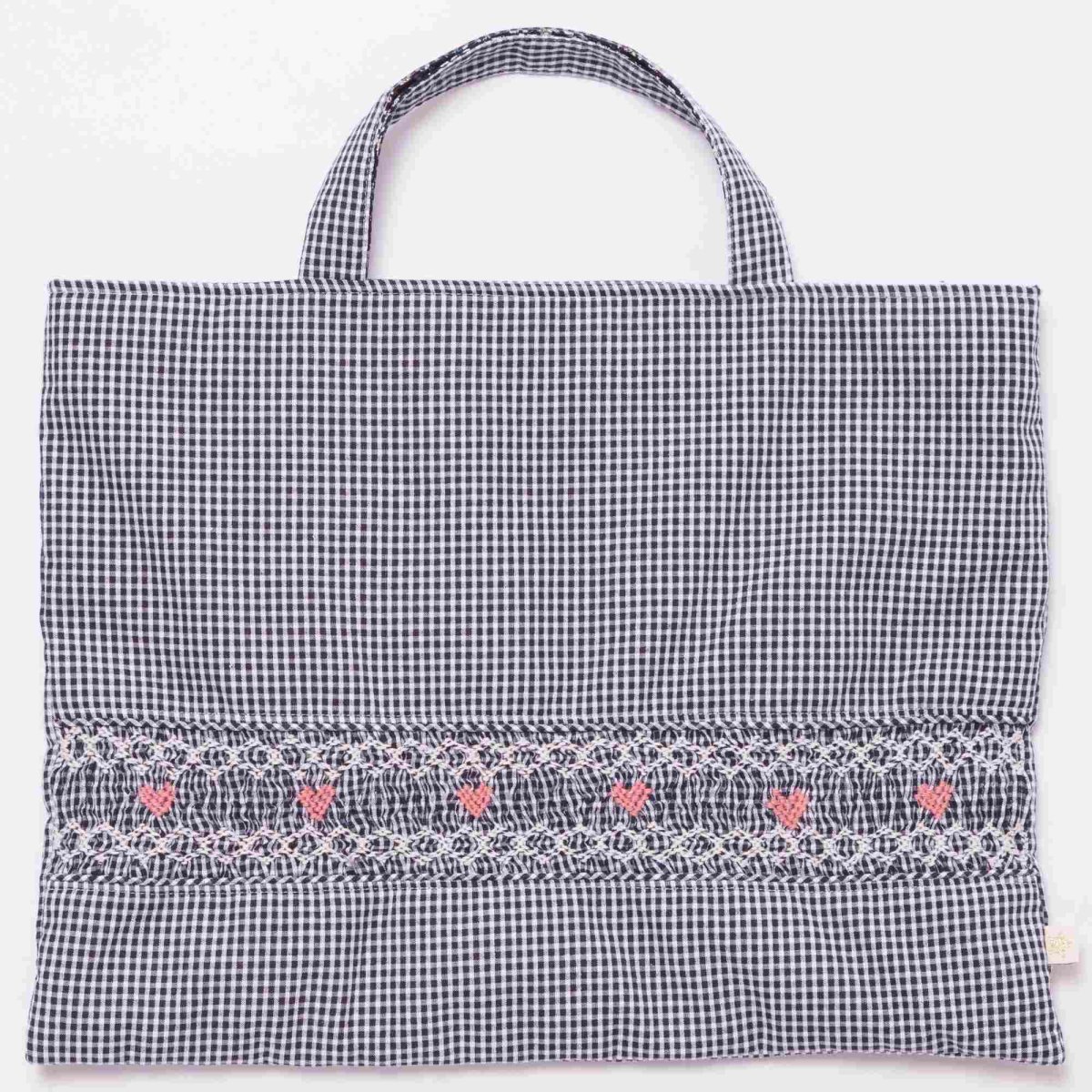 画像1: ネイビーギンガム・ハンドモック・バッグ (1)