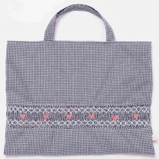 画像1: ネイビーギンガム・ハンドモック・バッグ (1)