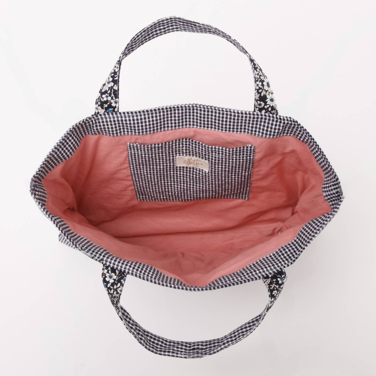 画像4: ネイビーギンガム・ハンドモック・バッグ (4)