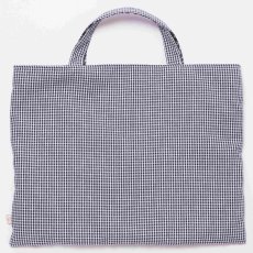 画像7: ネイビーギンガム・ハンドモック・バッグ (7)