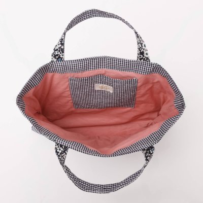 画像3: ネイビーギンガム・ハンドモック・バッグ