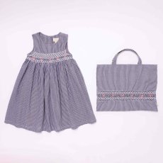 画像2: ネイビーギンガム・ハンドモック・バッグ (2)