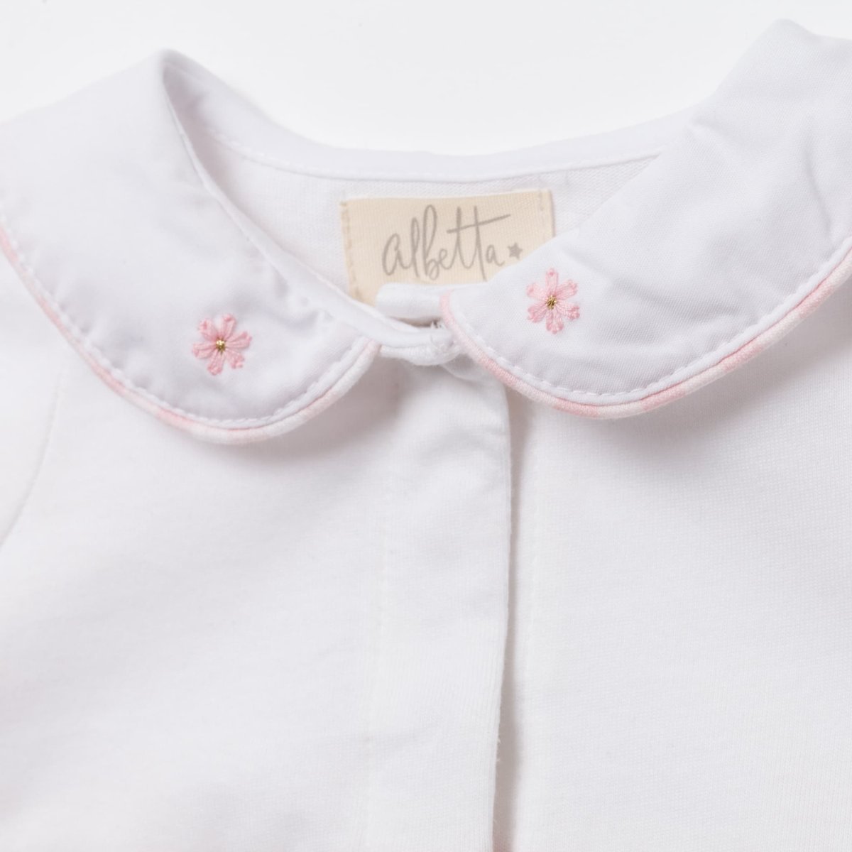 画像4: デイジー襟刺繍・ピンクギンガムロンパース_70cm (4)