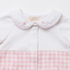 画像2: デイジー襟刺繍・ピンクギンガムロンパース_70cm (2)