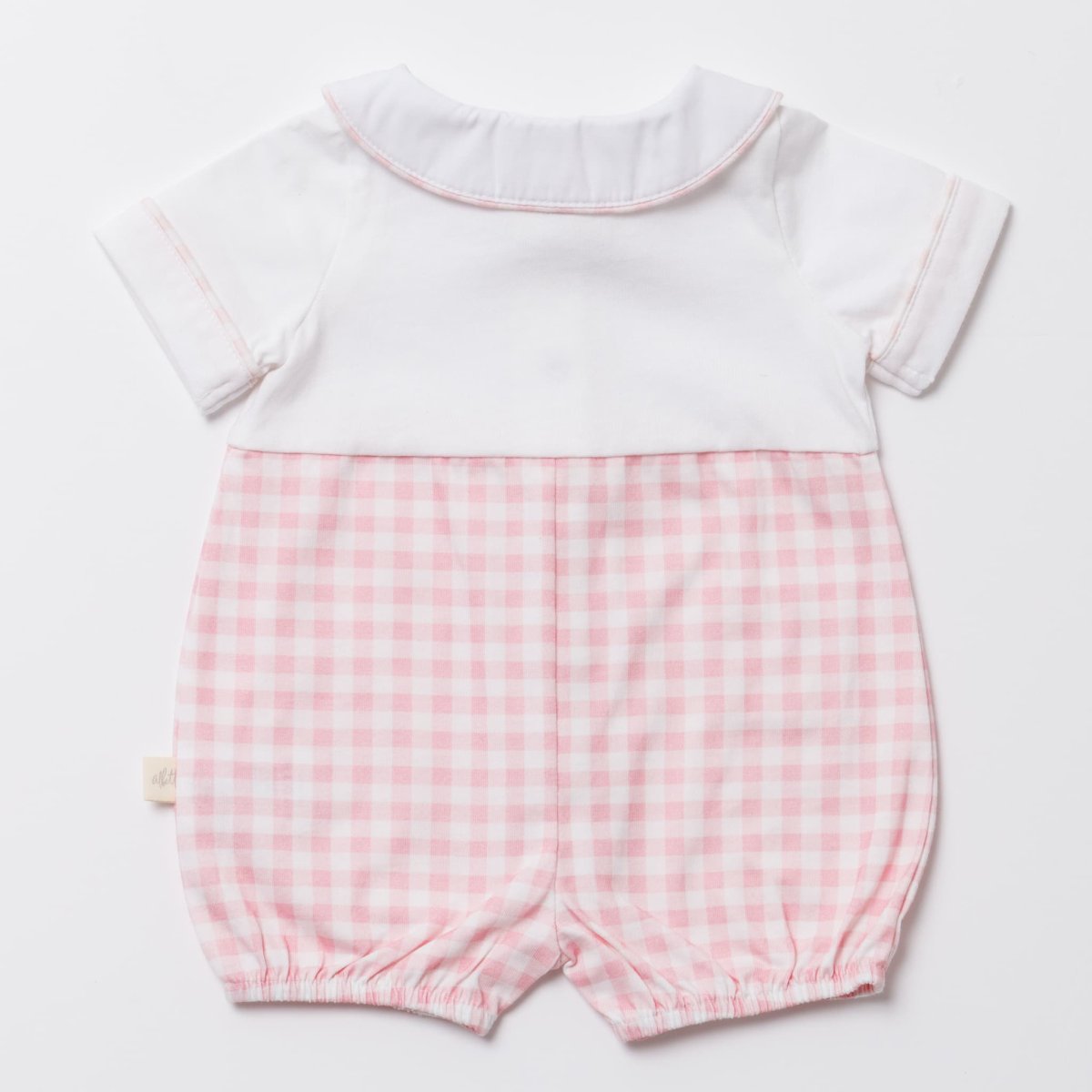 画像7: デイジー襟刺繍・ピンクギンガムロンパース_70cm (7)