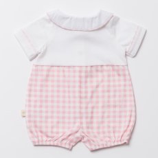 画像7: デイジー襟刺繍・ピンクギンガムロンパース_70cm (7)