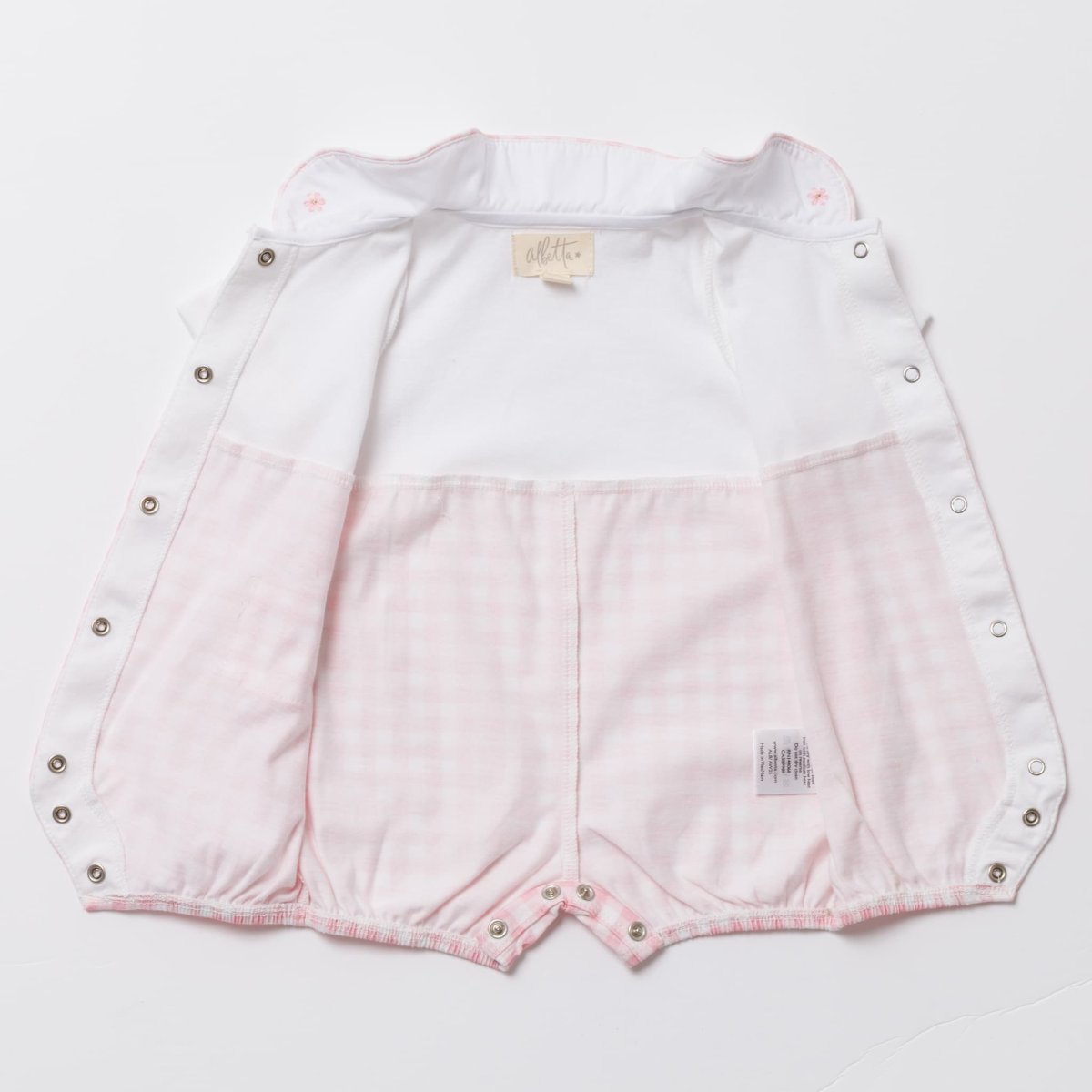 画像10: デイジー襟刺繍・ピンクギンガムロンパース_70cm (10)