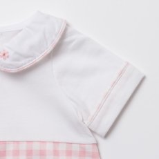 画像3: デイジー襟刺繍・ピンクギンガムロンパース_70cm (3)