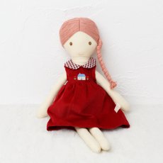画像1: 【ドール用】バーガンディ・コーデュロイ・刺繍ドールドレス (1)