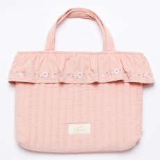 画像1: ピンクコーデュロイ・フリルキルティングバッグ (1)