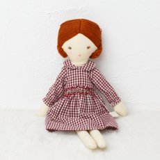 画像1: 【ドール用】レッドギンガムチェック・ハンドスモッキングドールドレス (1)