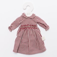 画像2: 【ドール用】レッドギンガムチェック・ハンドスモッキングドールドレス (2)