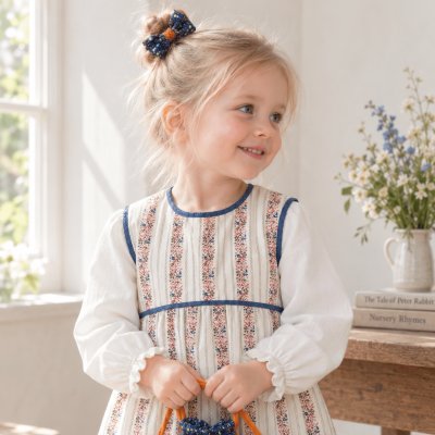 画像1: レッドフローラル・ジャガードワンピース_1〜2歳(85-92cm)