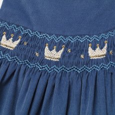 画像5: デイジー柄・ネイビーブルーコーデュロイ・ハンドスモックワンピース_3〜4歳(98-103cm) (5)