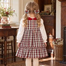 画像3: レッドグリーン・タータンチェック柄ドレス_1〜2歳(85-92cm) (3)
