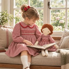 画像3: レッドギンガムチェック・ハンドスモックワンピース_3〜4歳(98-103cm) (3)