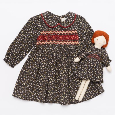 画像2: ディッツィー・ダークフローラル・ハンドスモッキングドレス_2〜3歳(92-98cm)