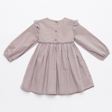 画像2: クリームブルー・チェック・ハンドスモッキングドレス_3〜4歳(98-103cm) (2)