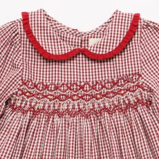 画像7: レッドギンガムチェック・ハンドスモックワンピース_3〜4歳(98-103cm) (7)
