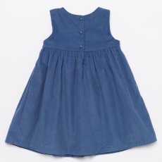 画像3: デイジー柄・ネイビーブルーコーデュロイ・ハンドスモックワンピース_3〜4歳(98-103cm) (3)