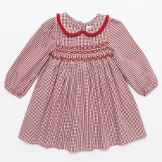 画像4: レッドギンガムチェック・ハンドスモックワンピース_3〜4歳(98-103cm) (4)