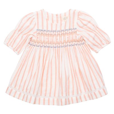 画像1: 【セット販売】アルベッタ・カーディガン(ブルー)&ピンクストライプスモッキングドレス_6ヶ月〜6歳用
