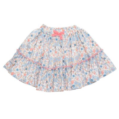 画像1: 【セット販売】フラワープリントスカート&アルベッタ・カーディガン（ブルー）_1〜6歳用