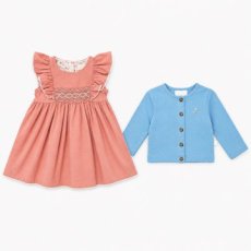 画像1: 【セット販売】アルベッタ・カーディガン（ブルー）&ピンクコーデュロイドレス_1〜6歳用 (1)