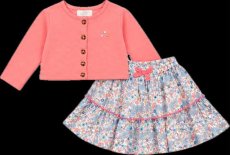 画像1: 【セット販売】フラワープリントスカート&アルベッタ・カーディガン（ピンク）_1〜6歳用 (1)